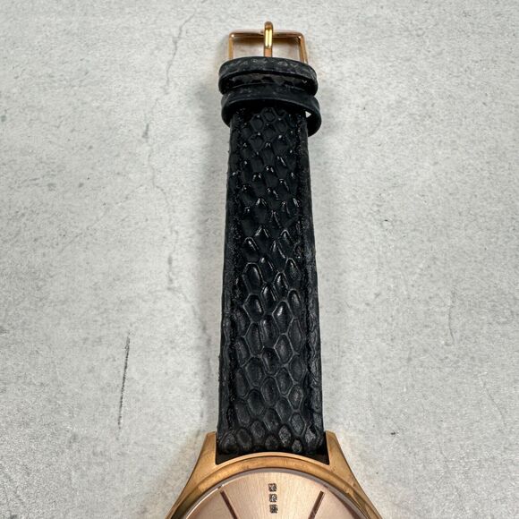 Johan Eric Watch Womens 35mm Gold Tone Black Band Diamond Quartz New Battery - Picture 5 of 12